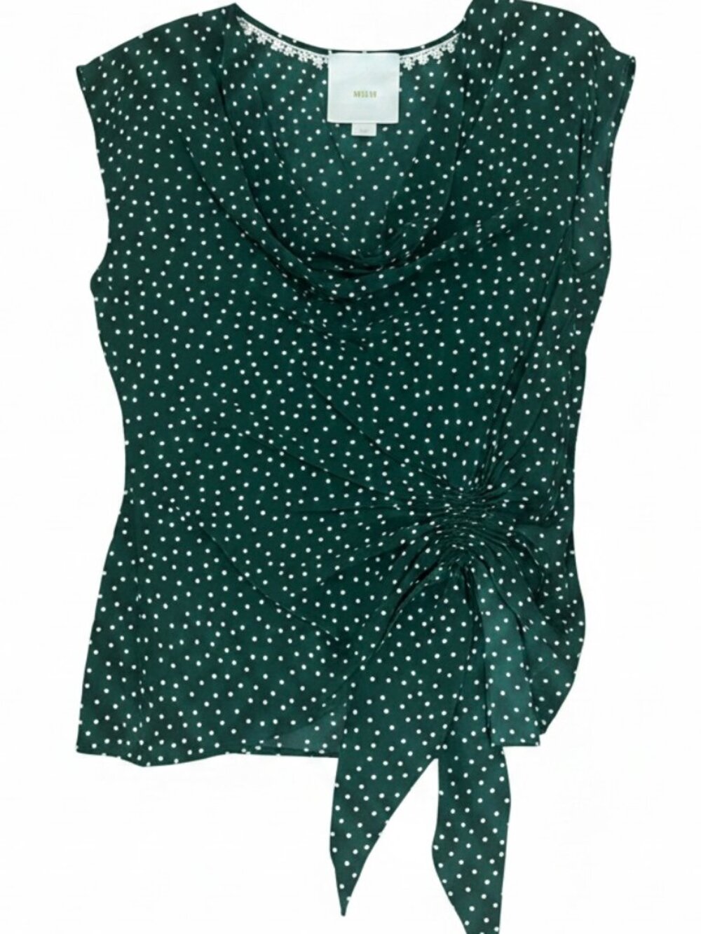 Maeve Women's Silk Blouse Size 6 Shirt Top Green Polka Dot (Anthropologie Group)